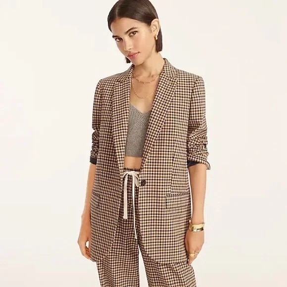 NWT J.Crew Italian stretch wool Alfie plaid blazer by Tollegno 1900 Size 6